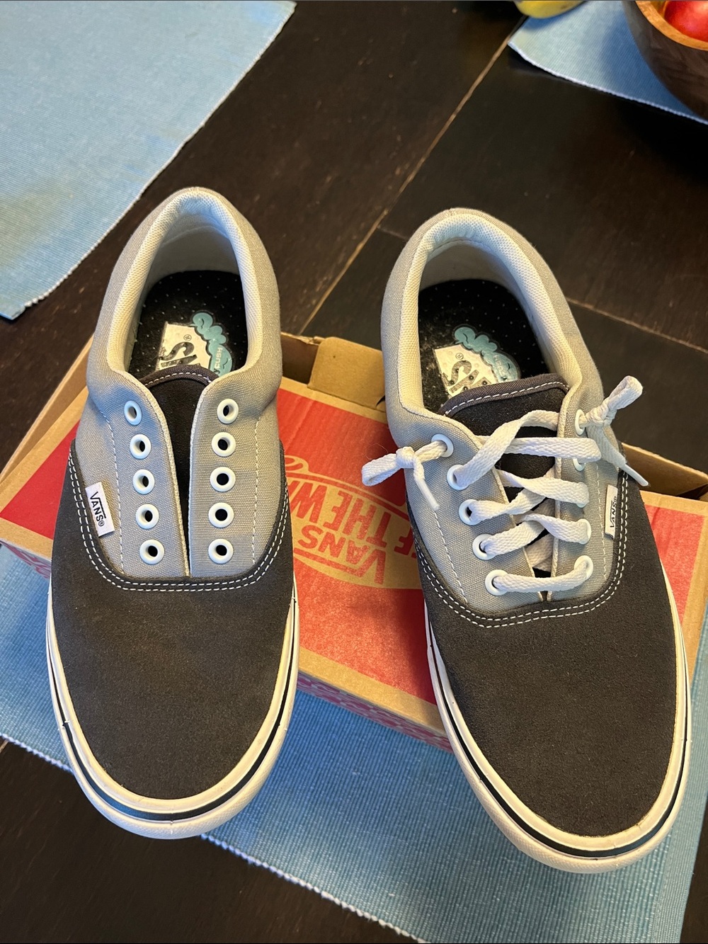 Vans Two-Tone Gray and Black Canvas Low-Top Sneakers